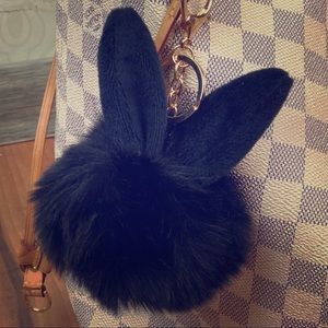 NWOT Bunny Ears Faux Fur Pom Pom Keychain Charm Purse